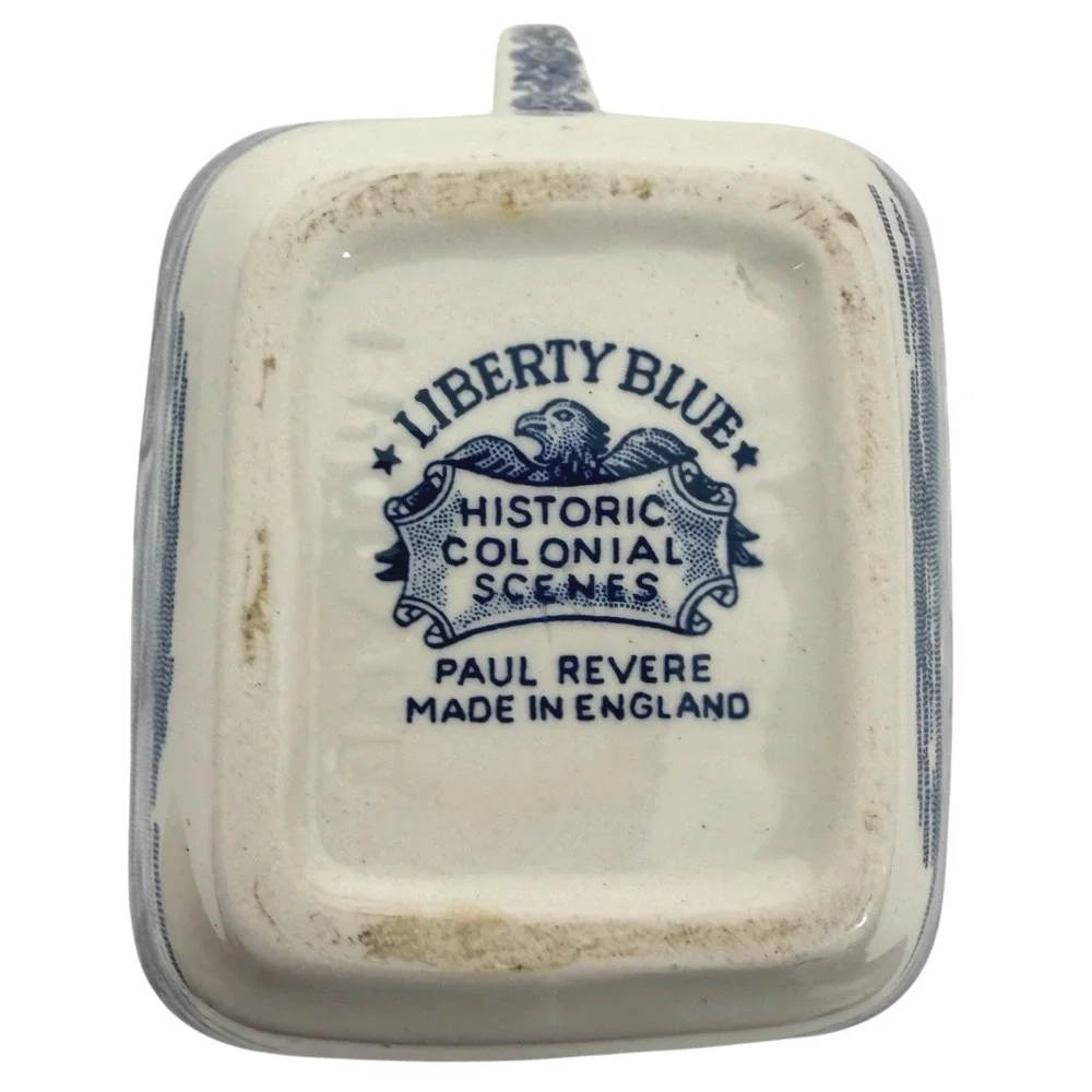 Liberty Blue Paul Revere Creamer & Betsy Ross Sugar Bowl Set England